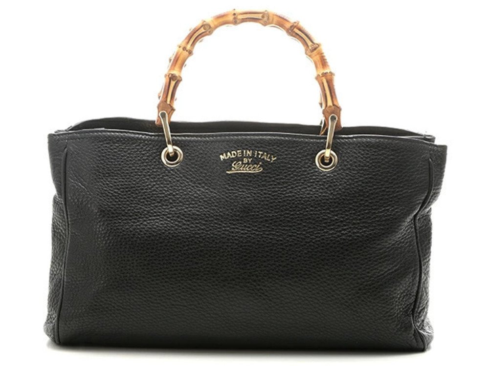Gucci Bamboo Shoulder Bag Black Leather KR